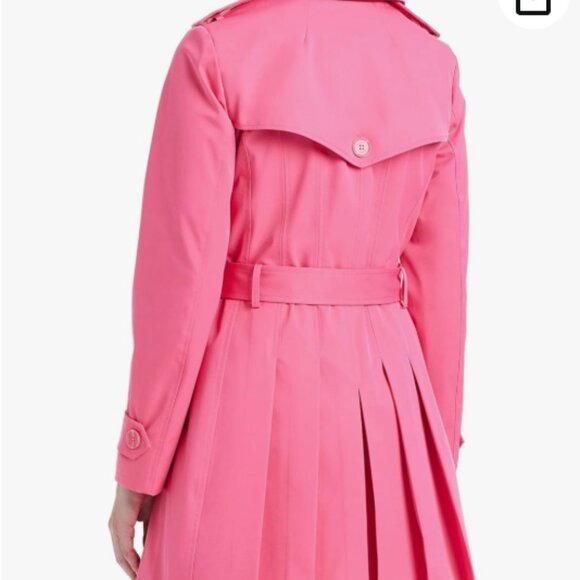 kate spade Single-Breasted Pleated Back Trench rain Coat jacket pink size xxl - Picture 2 of 15